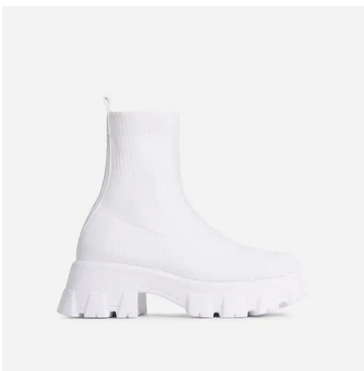 IsabelleBoots | Women's Trendy Sock Boots-White-5.0-State of Style