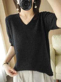 IsabelsShirt | Women's Classic V-Neck Sweater-Black-S-State of Style