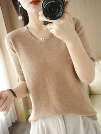 IsabelsShirt | Women's Classic V-Neck Sweater-Gold Camel-S-State of Style