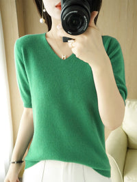 IsabelsShirt | Women's Classic V-Neck Sweater-Green-S-State of Style