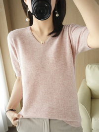 IsabelsShirt | Women's Classic V-Neck Sweater-Pink-S-State of Style