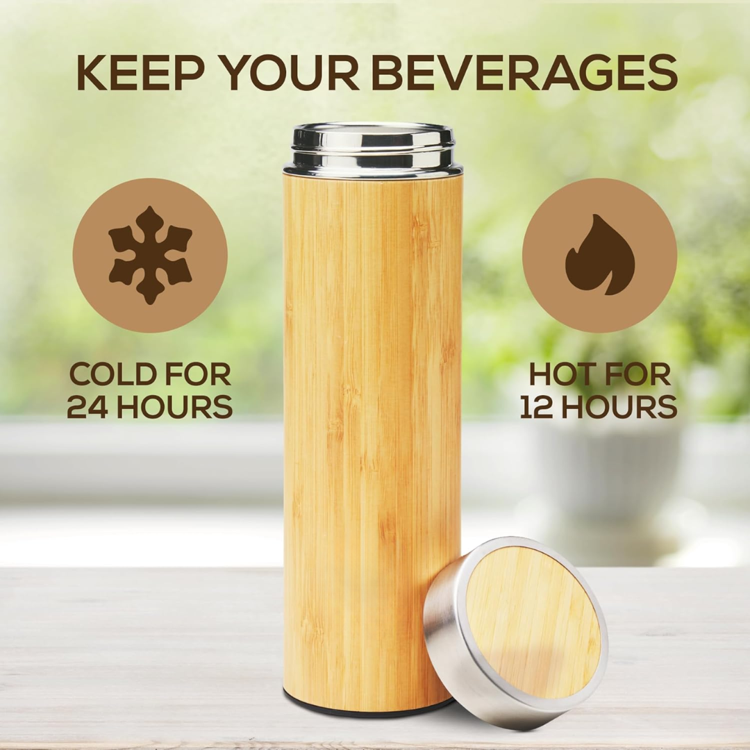 Isolated Premium Bamboo Loose Leaf Tea Infuser Bottle - 500ml-State of Style