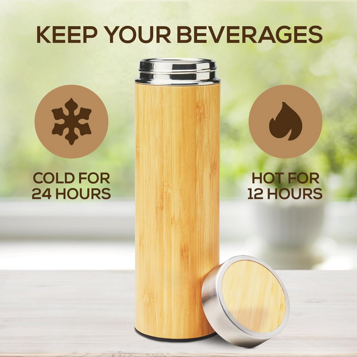 Isolated Premium Bamboo Loose Leaf Tea Infuser Bottle - 500ml-State of Style