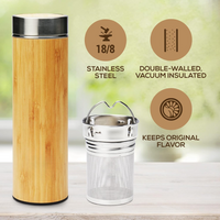 Isolated Premium Bamboo Loose Leaf Tea Infuser Bottle - 500ml-State of Style