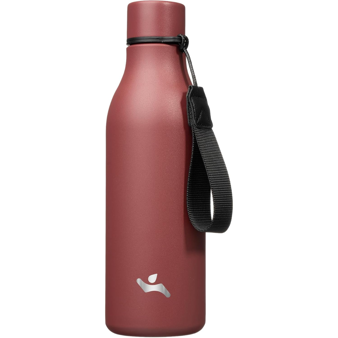 Isolated stainless steel water bottle with strap-Brick red-500 ml-State of Style