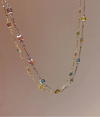 Ivy Fine Gold/Silver Necklace with Colourful Stones-Gold-State of Style
