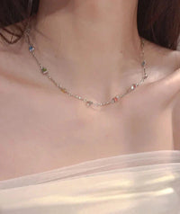 Ivy Fine Gold/Silver Necklace with Colourful Stones-Gold-State of Style