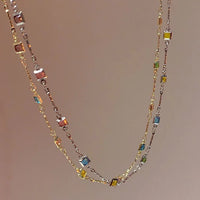 Ivy Fine Gold/Silver Necklace with Colourful Stones-Gold-State of Style