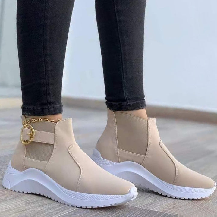 JacoliensSneaks | Women's Sporty High-Top Shoes-Apricot-4.5-State of Style