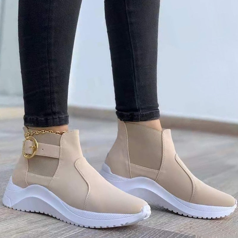 JacoliensSneaks | Women's Sporty High-Top Shoes-Apricot-4.5-State of Style