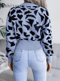 JaguarSweater | Women's Jaguar Print Sweater-Sky Blue-S-State of Style