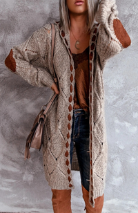 JakesVest | Women's Long Hooded Cardigan-Brown-S-State of Style