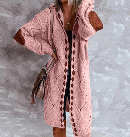JakesVest | Women's Long Hooded Cardigan-Pink-S-State of Style