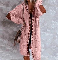 JakesVest | Women's Long Hooded Cardigan-Pink-S-State of Style
