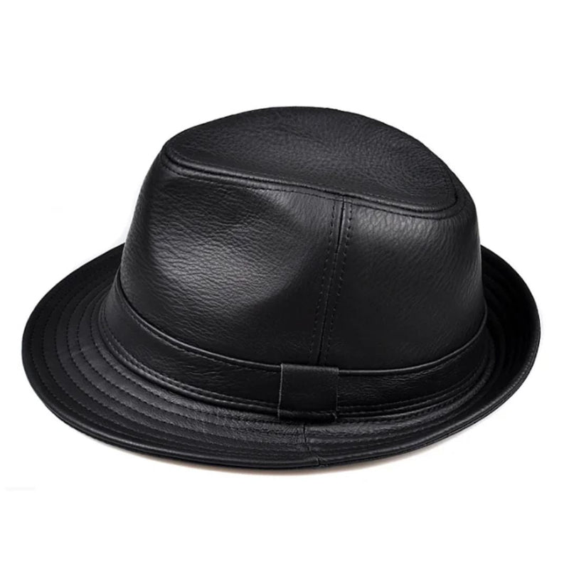James Traditional Hat – Genuine Leather Jazz Fedora with Short Brim-Brown-55-56-State of Style