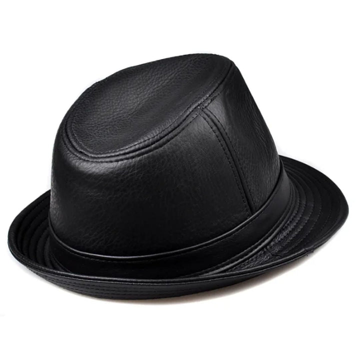 James Traditional Hat – Genuine Leather Jazz Fedora with Short Brim-Brown-55-56-State of Style