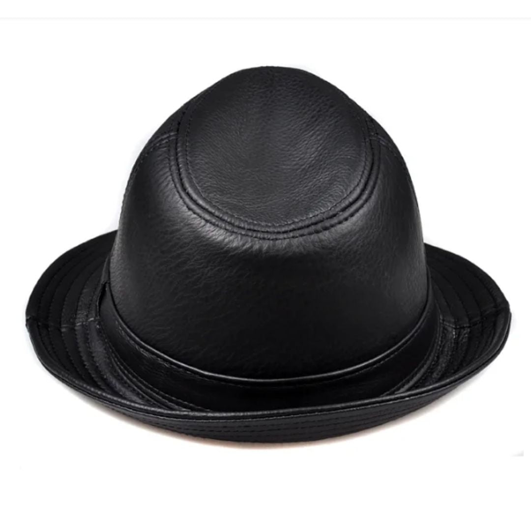 James Traditional Hat – Genuine Leather Jazz Fedora with Short Brim-Brown-55-56-State of Style