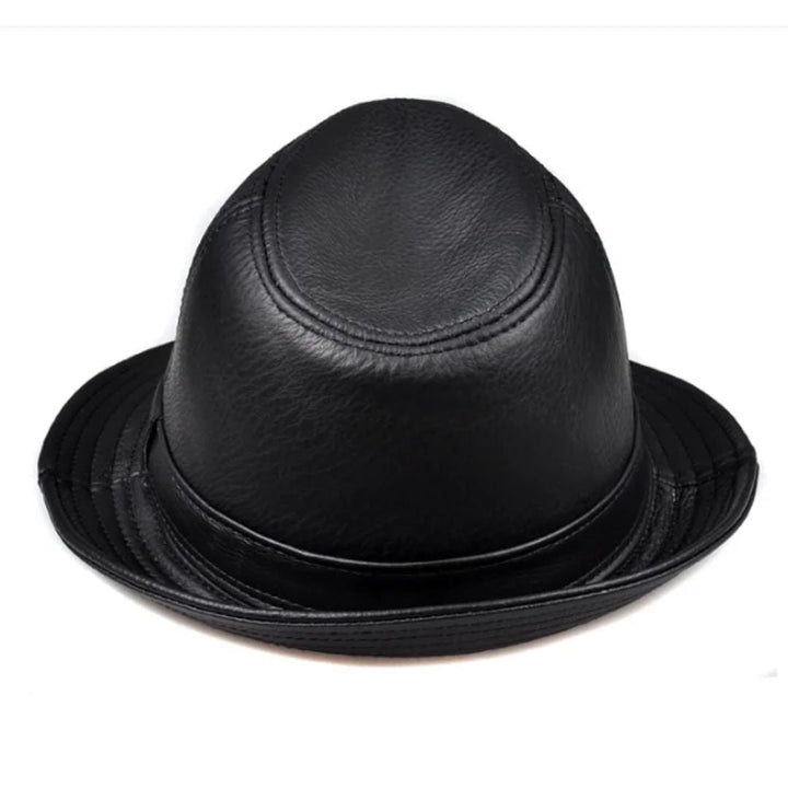 James Traditional Hat – Genuine Leather Jazz Fedora with Short Brim-Brown-55-56-State of Style