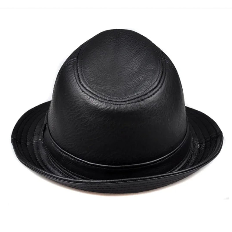 James Traditional Hat – Genuine Leather Jazz Fedora with Short Brim-Brown-55-56-State of Style