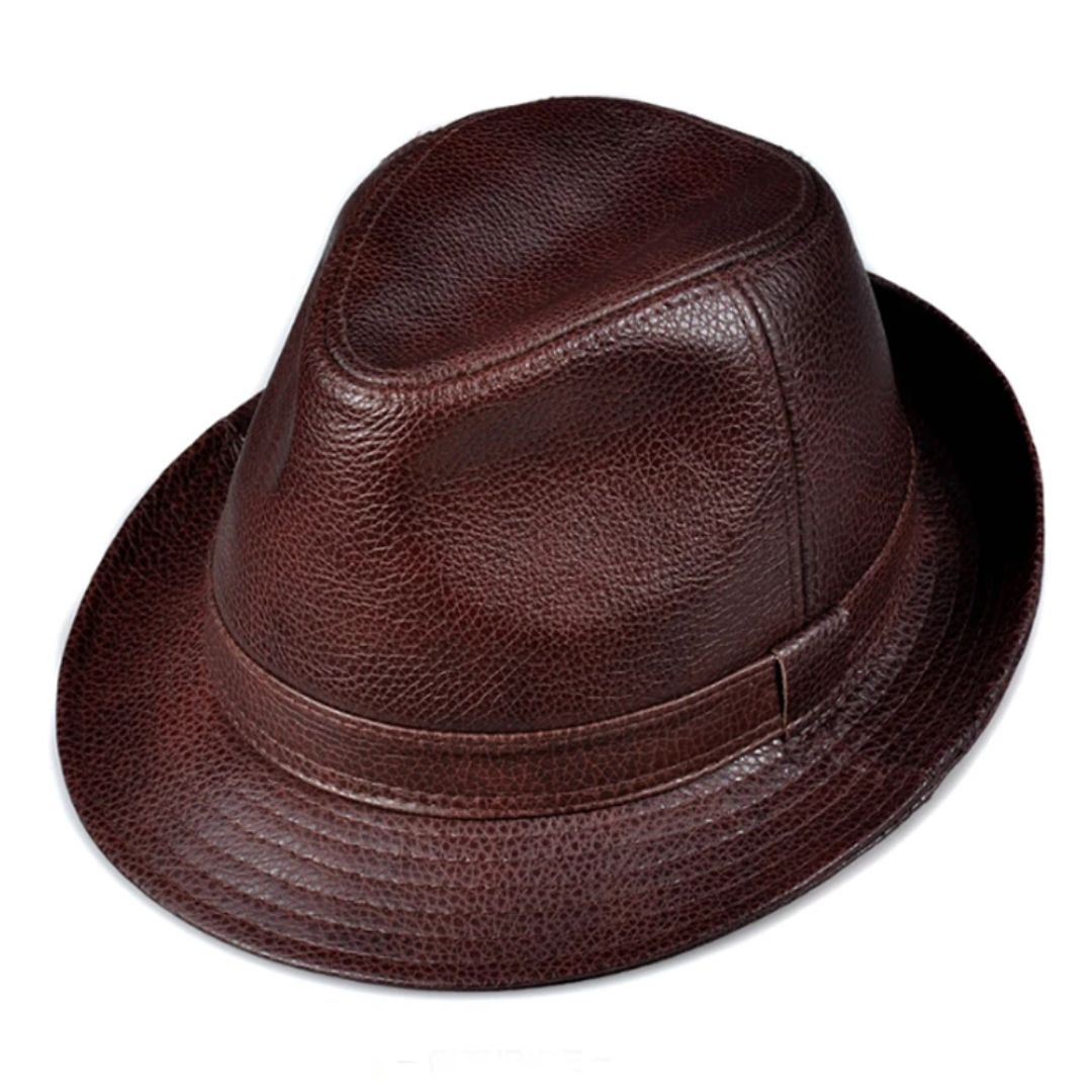 James Traditional Hat – Genuine Leather Jazz Fedora with Short Brim-Brown-55-56-State of Style