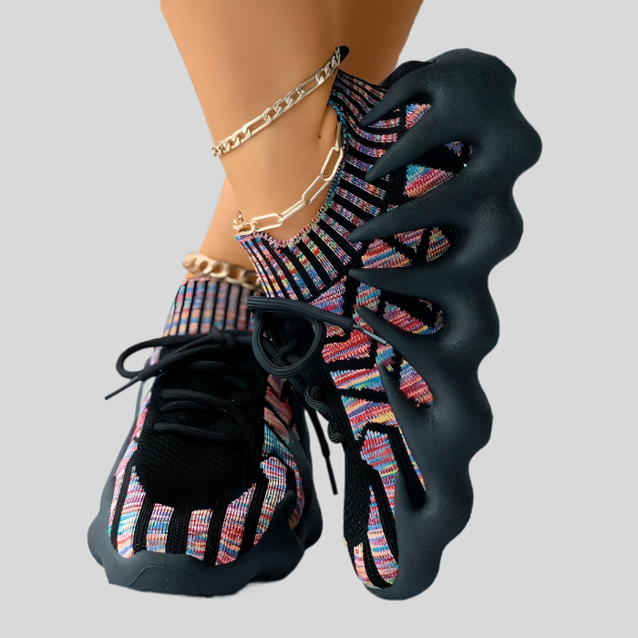 Jana – Lace-Up Running Shoes with Unique Outsole Design-Red-4.5-State of Style