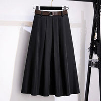 Janette Traditional Skirt – High-Waisted A-Line Vintage Midi Skirt-Black-L-State of Style