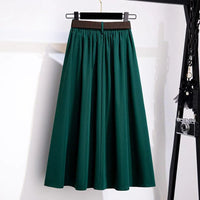 Janette Traditional Skirt – High-Waisted A-Line Vintage Midi Skirt-Green-L-State of Style