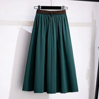 Janette Traditional Skirt – High-Waisted A-Line Vintage Midi Skirt-Green-L-State of Style