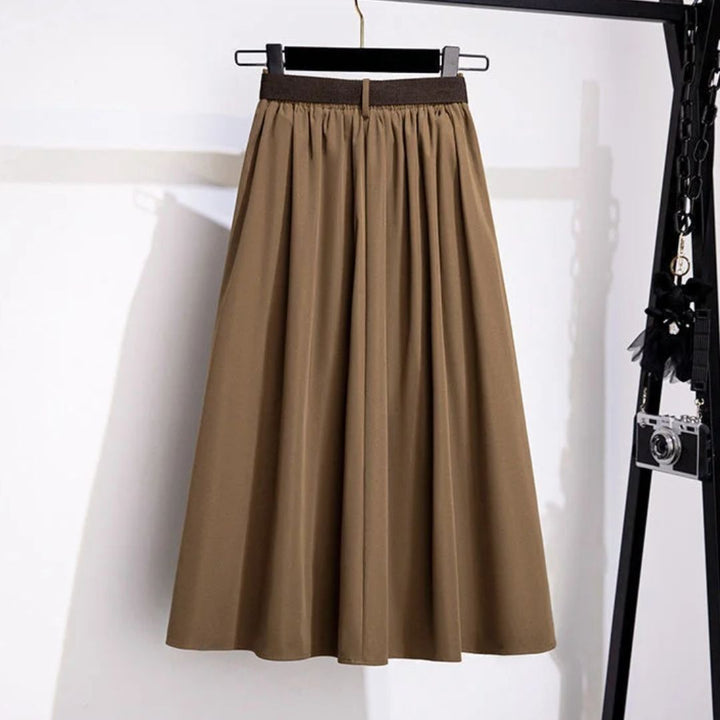 Janette Traditional Skirt – High-Waisted A-Line Vintage Midi Skirt-Green-L-State of Style