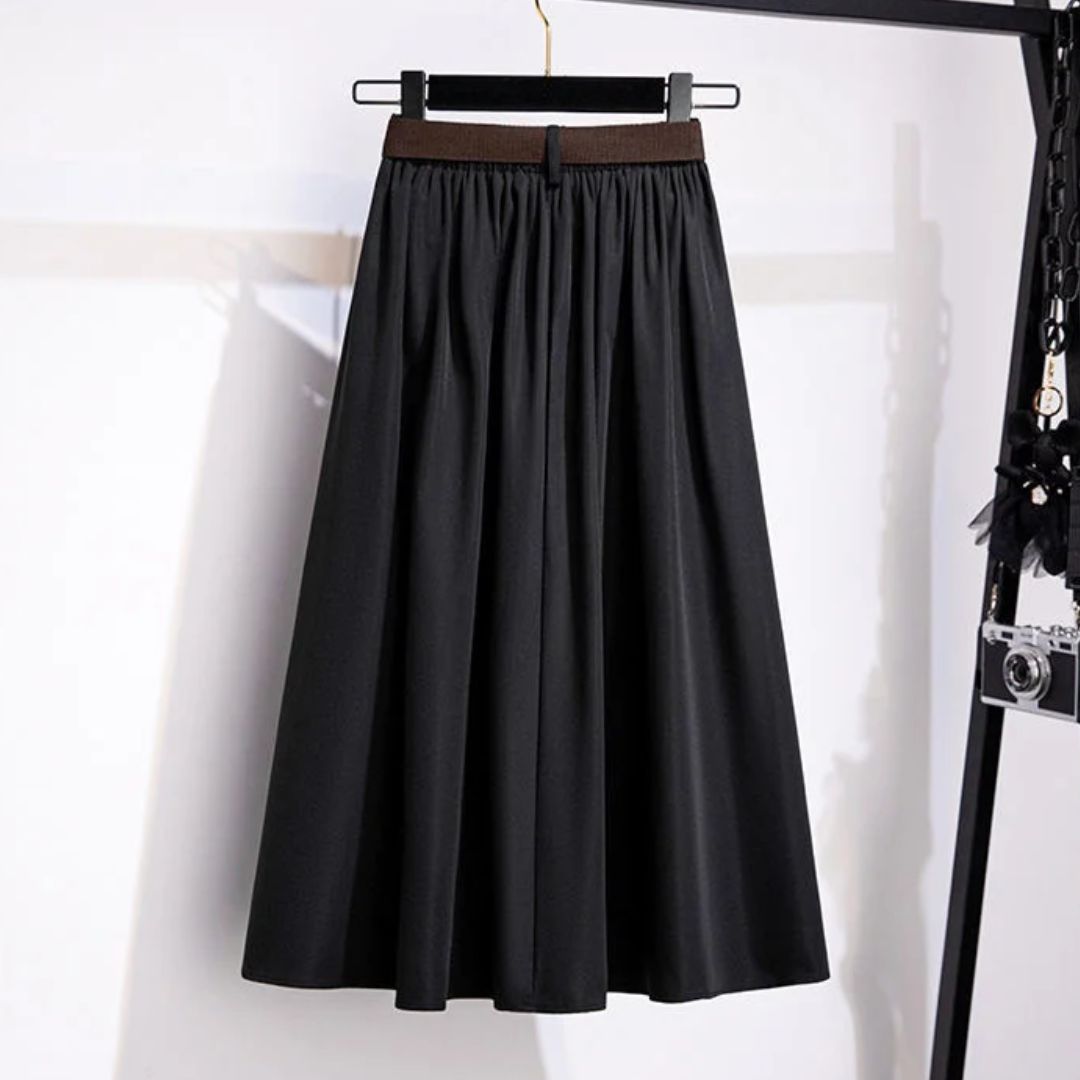 Janette Traditional Skirt – High-Waisted A-Line Vintage Midi Skirt-Green-L-State of Style