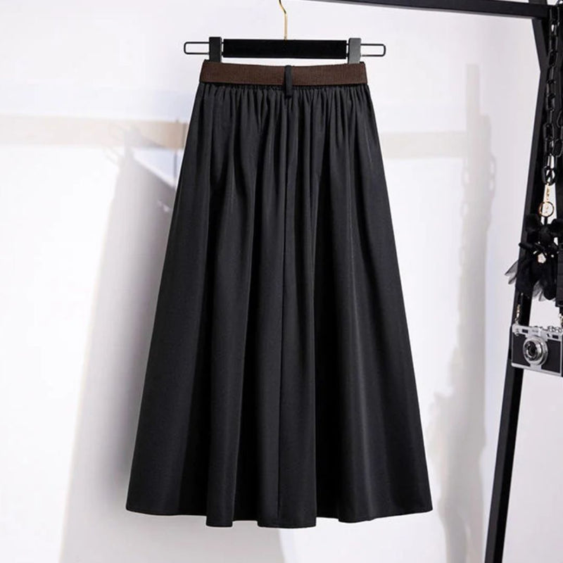 Janette Traditional Skirt – High-Waisted A-Line Vintage Midi Skirt-Green-L-State of Style