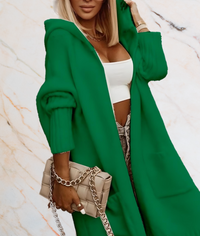 Janine – Long Oversized Open-Front Cardigan with Deep Pockets-S-Green-State of Style
