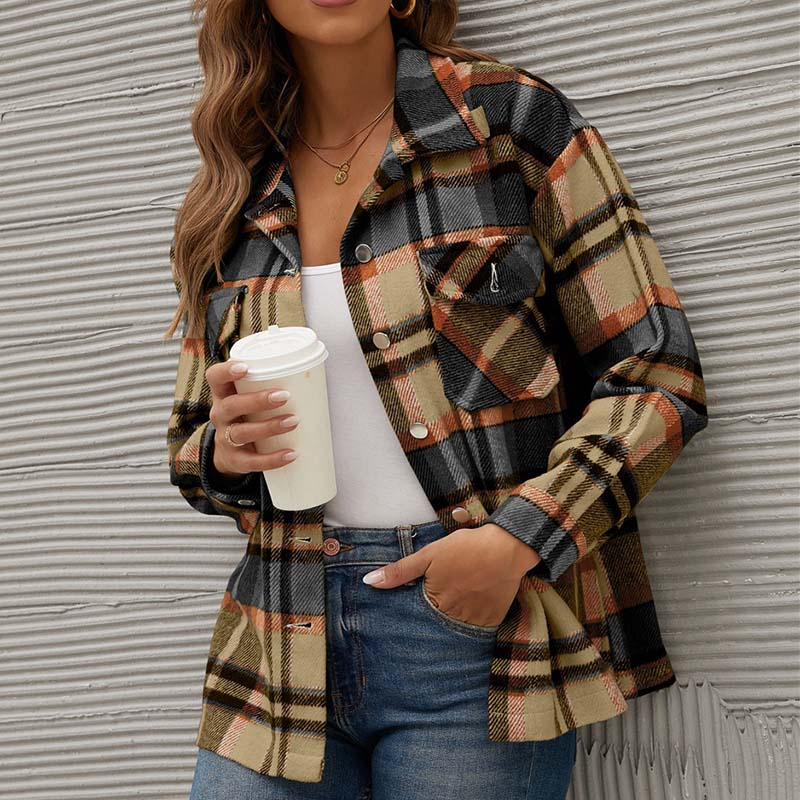 Janou Checkered Jacket | Perfect Autumn Layer-Khaki-S-State of Style