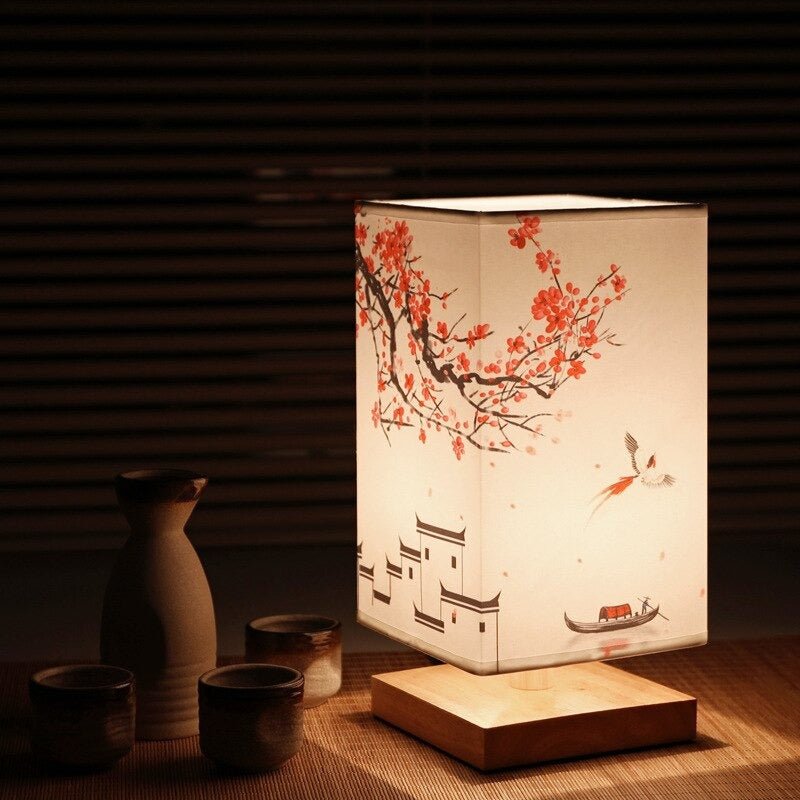 Japanese-Scandinavian Table Lamp - HikariGlow-Red Flower-State of Style