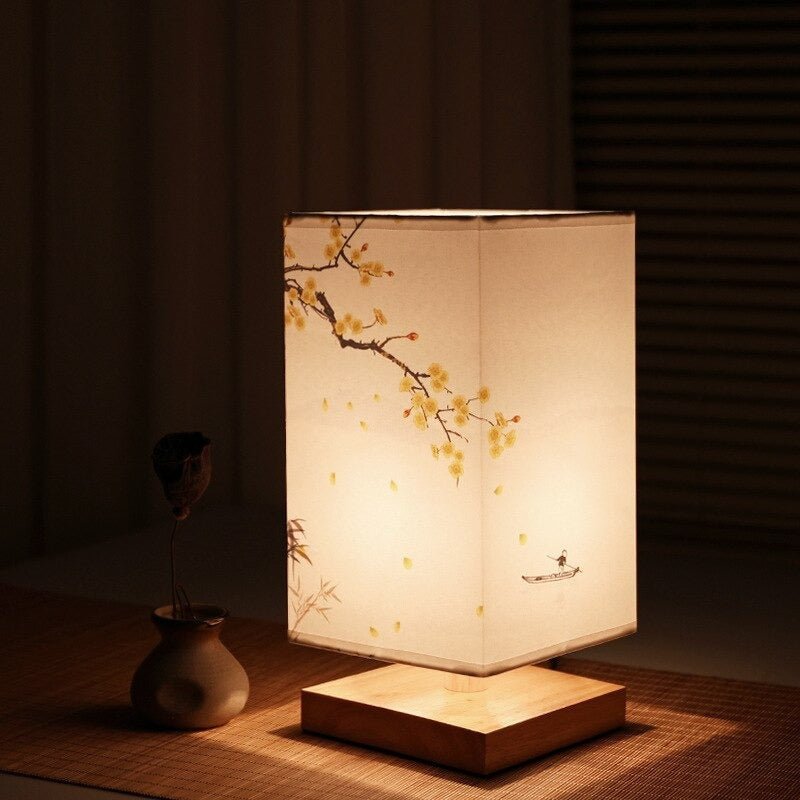 Japanese-Scandinavian Table Lamp - HikariGlow-Yellow Flower-State of Style