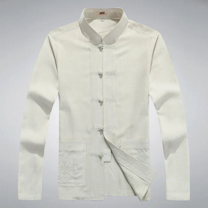 Japanese Style Men's Clothing Set - Hiroshi Tang Set-Beige-S-State of Style