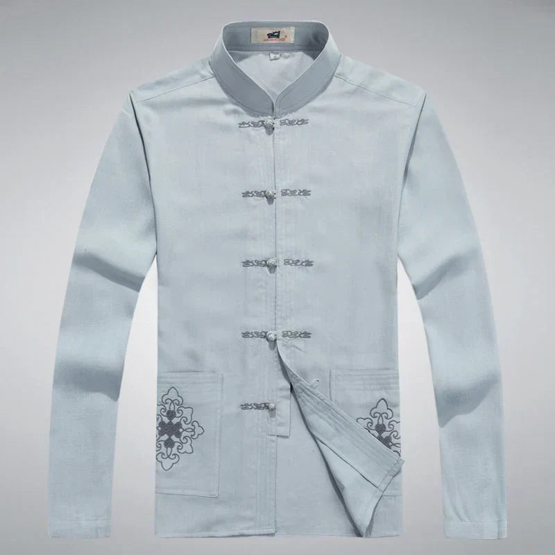 Japanese Style Men's Clothing Set - Hiroshi Tang Set-Beige-S-State of Style