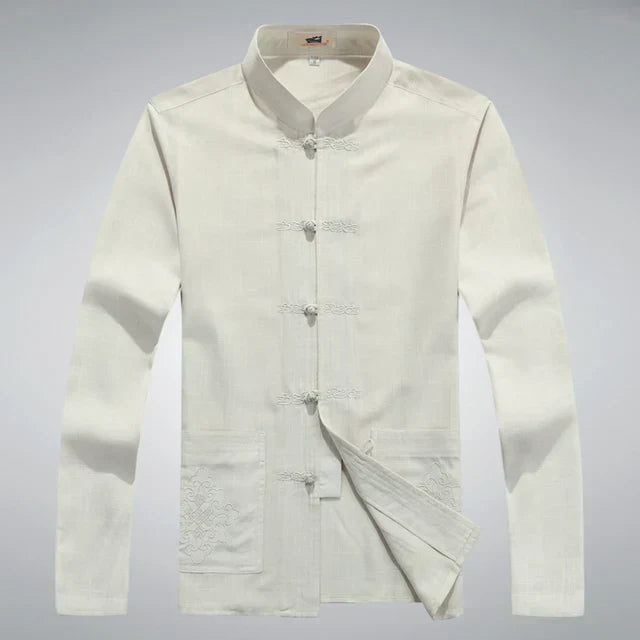 Japanese Style Men's Clothing Set - Hiroshi Tang Set-Beige-S-State of Style