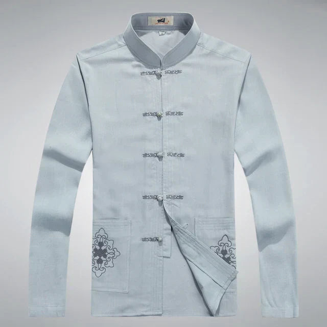 Japanese Style Men's Clothing Set - Hiroshi Tang Set-Grey-S-State of Style