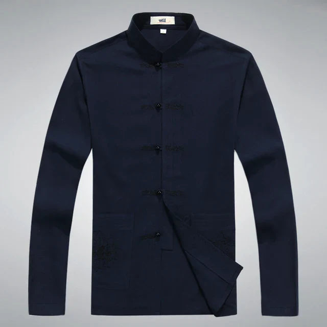 Japanese Style Men's Clothing Set - Hiroshi Tang Set-Navy Blue-S-State of Style