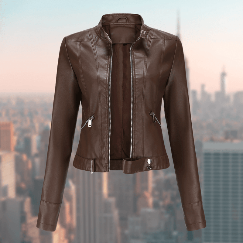 Jaqueline Women's Leather Jacket | Stylish and Durable-Dark Brown-S-State of Style