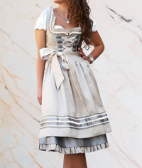 Jazzy – Corset-Style Mini Dress with Bow Tie Detail-XS-Grey-Beige-State of Style