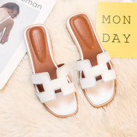 JenellesSlipper | Women's H-Style Slippers-White-4.5-State of Style