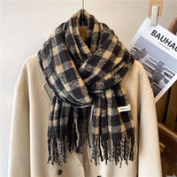 Jennica Checkered Scarf | Versatile & Stylish for Any Occasion-Black 2-State of Style