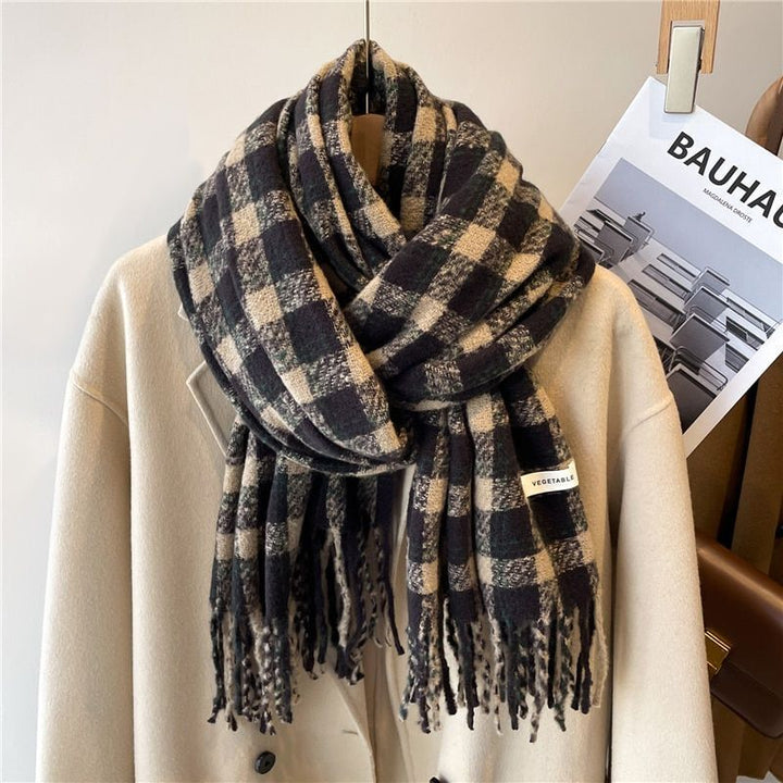 Jennica Checkered Scarf | Versatile & Stylish for Any Occasion-Black 2-State of Style