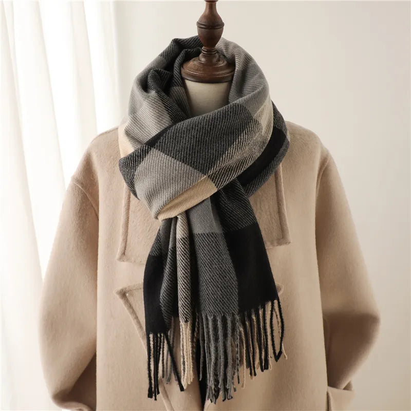 Jennica Checkered Scarf | Versatile & Stylish for Any Occasion-Black-State of Style