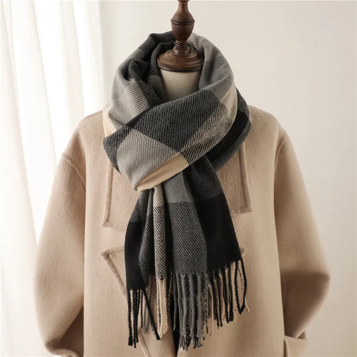 Jennica Checkered Scarf | Versatile & Stylish for Any Occasion-Black-State of Style