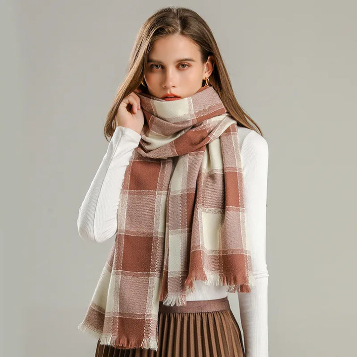Jennica Checkered Scarf | Versatile & Stylish for Any Occasion-Brown 2-State of Style