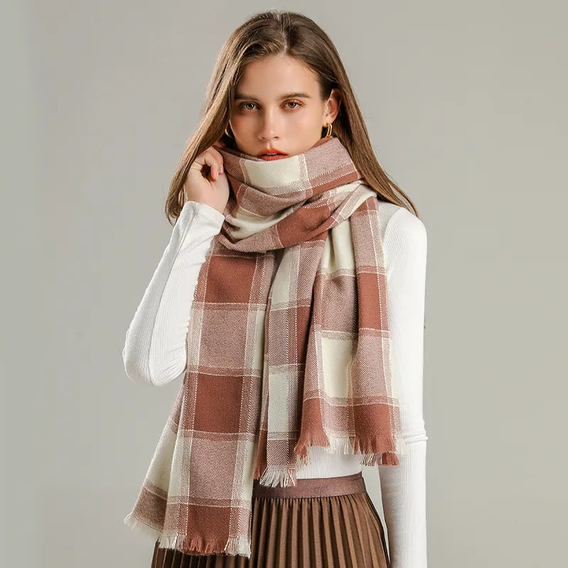 Jennica Checkered Scarf | Versatile & Stylish for Any Occasion-Brown 2-State of Style