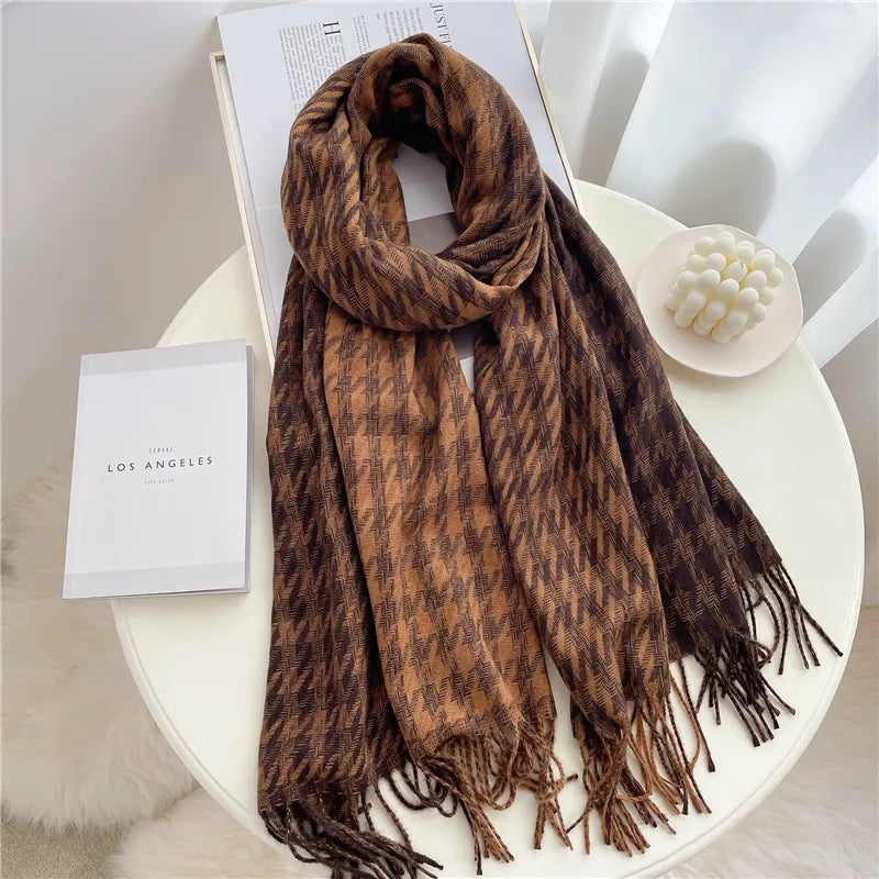 Jennica Checkered Scarf | Versatile & Stylish for Any Occasion-Brown-State of Style